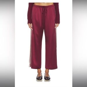DONNI. SILK STRIPE CROP PANT OXBLOOD SMALL